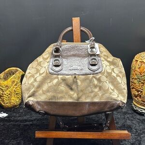 Coach Tan and Brown Signature Satchel